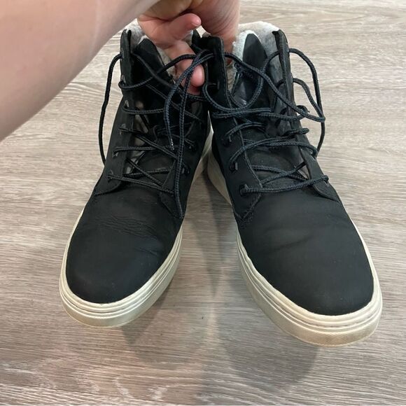 Womens Timberland Black Nubuck High Top Winter Sneakers Boots US8 Wool insol - Picture 7 of 8